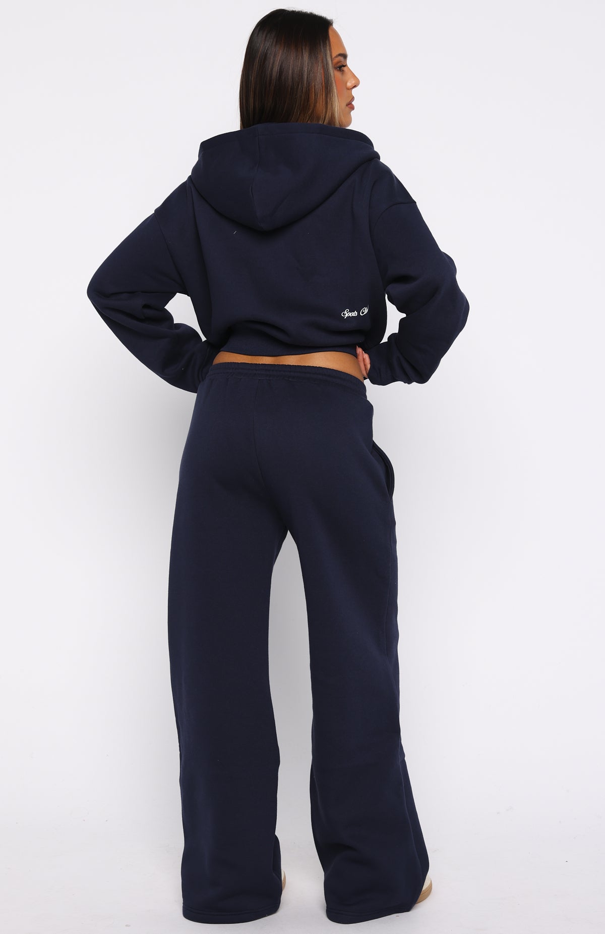 Club 14 Allie Wide Leg Sweatpants Navy - Image 5