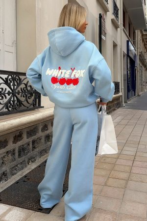 Club 14 Cassie Wide Leg Sweatpants Blue