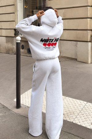 Club 14 Cassie Wide Leg Sweatpants Grey Marle