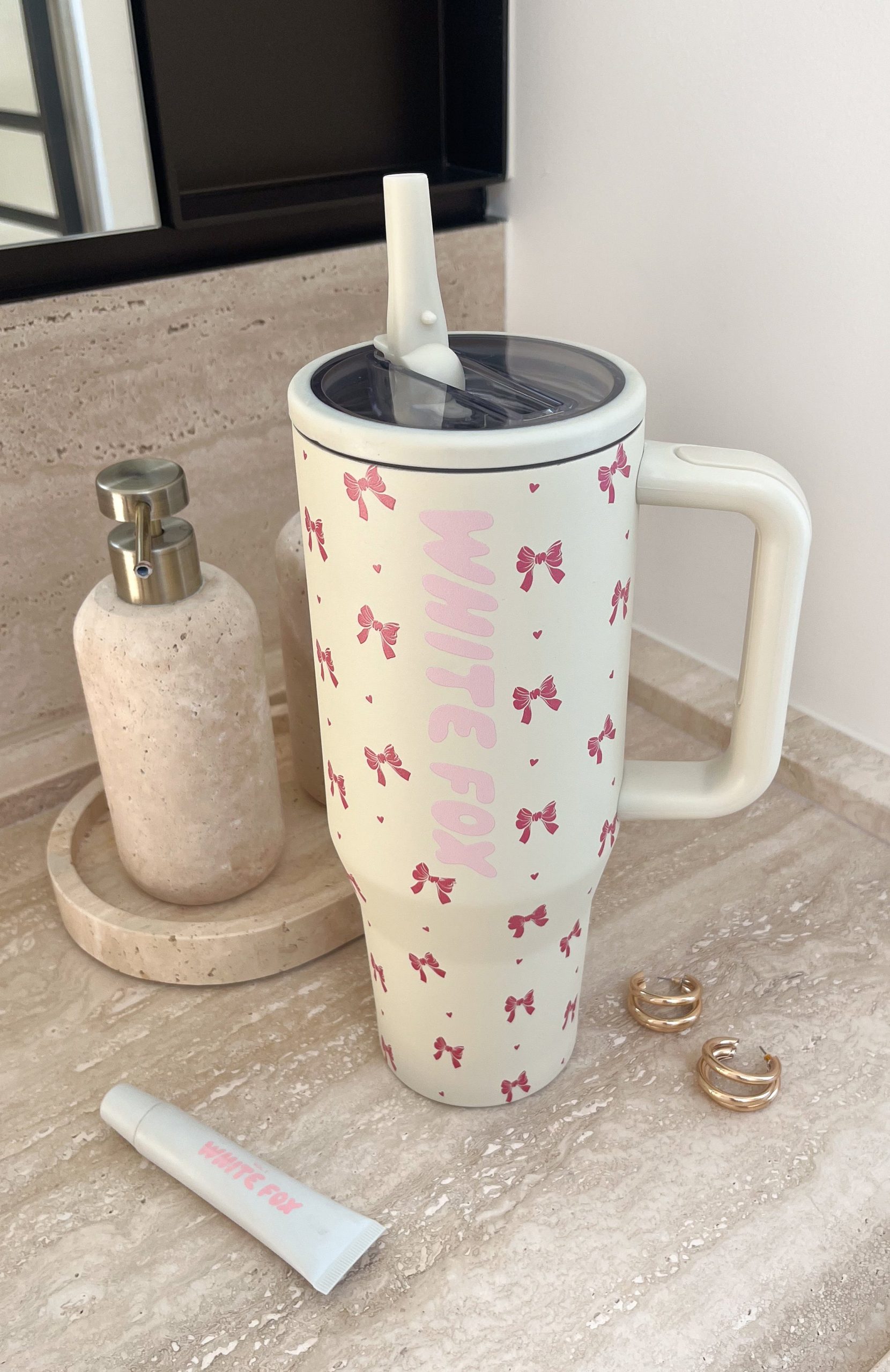 Colson Drink Bottle 1.2 Litre Cream Bows