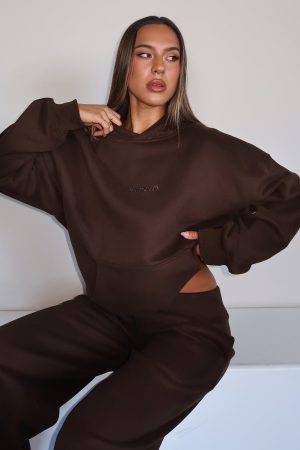 Come A Long Way Oversized Hoodie Chocolate