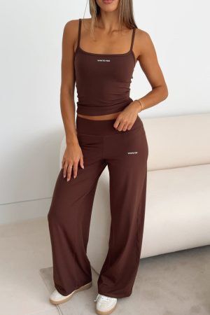 Core Strengths Wide Leg Pants Chocolate