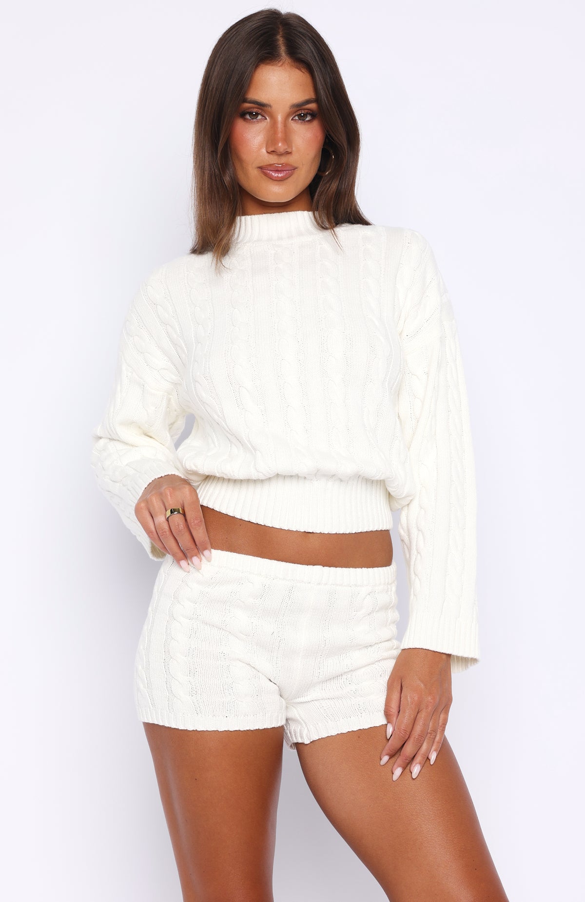 Cosy Kindness Knit Shorts Off White - Image 2