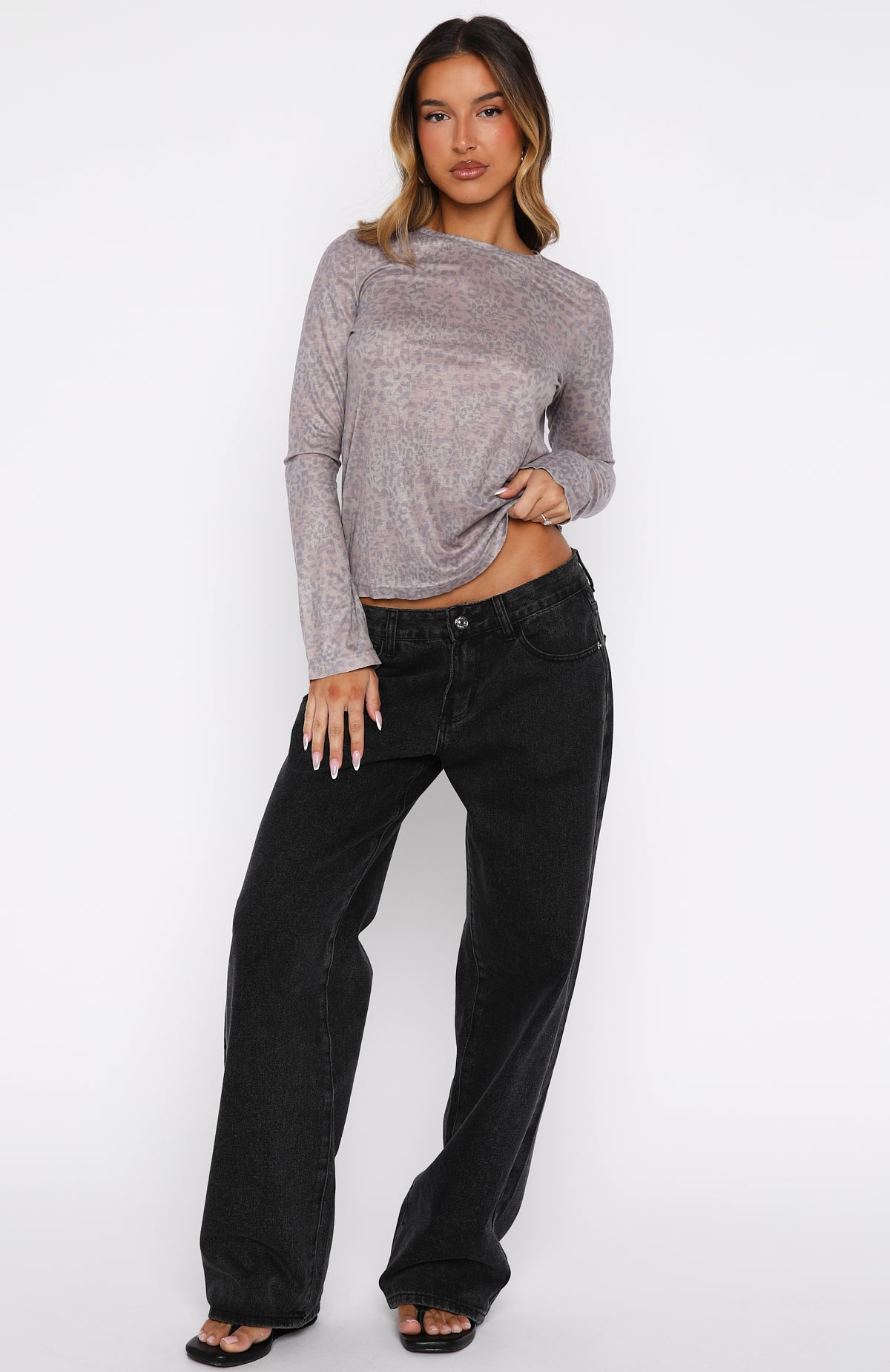 Courtside Seated Long Sleeve Top Leopard - Image 5