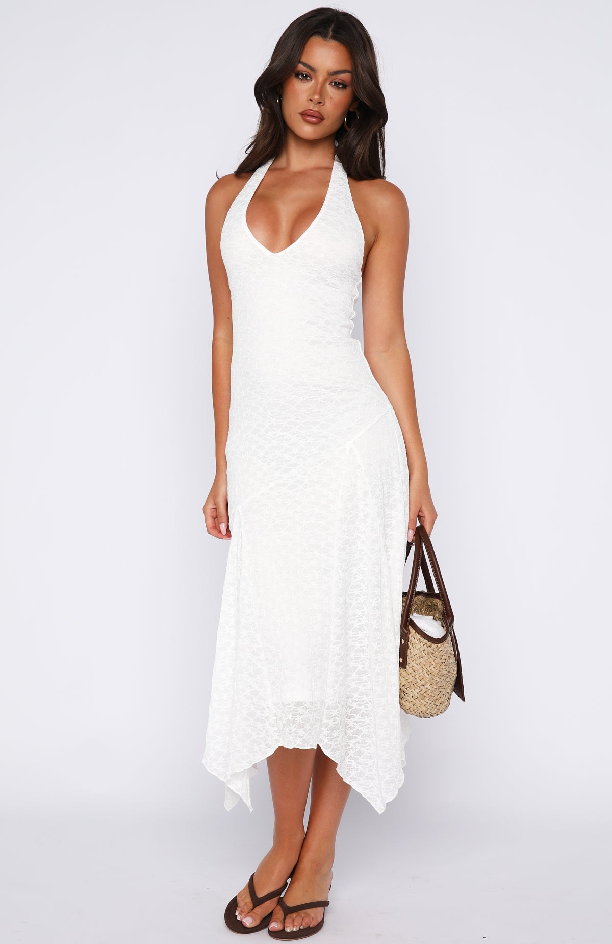 Crazy Little Thing Halter Midi Dress White - Image 3
