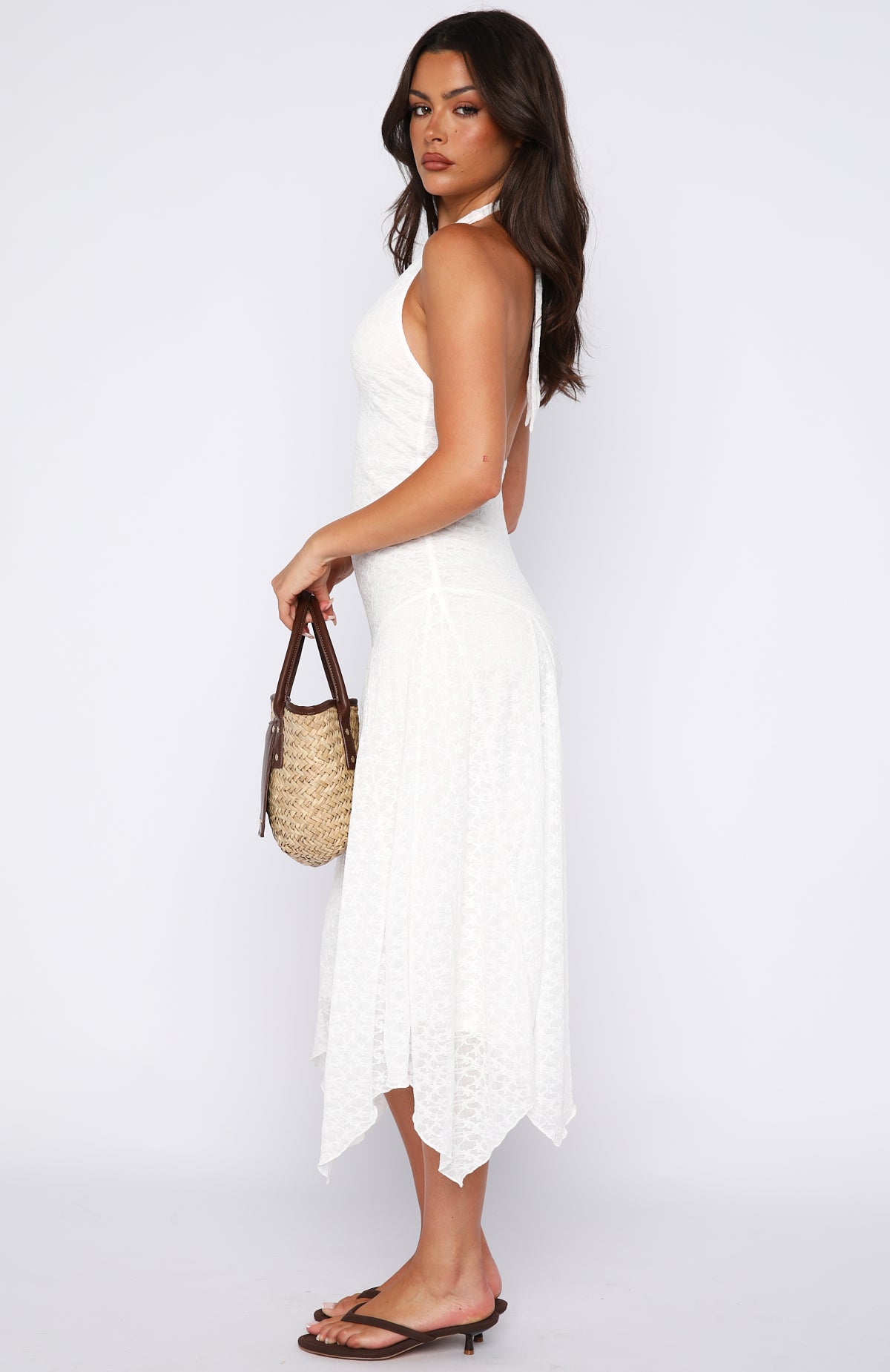 Crazy Little Thing Halter Midi Dress White - Image 4
