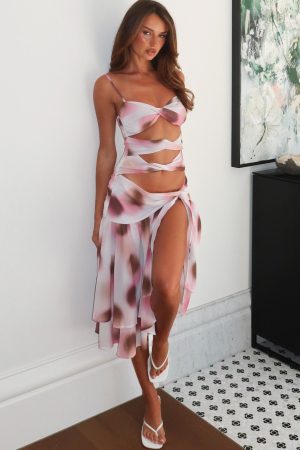 Dancing In Greece Midi Dress Neopolitana Sundae