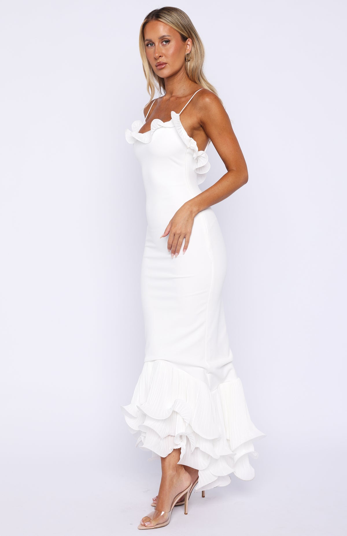 Dancing Petals Maxi Dress Off White - Image 3