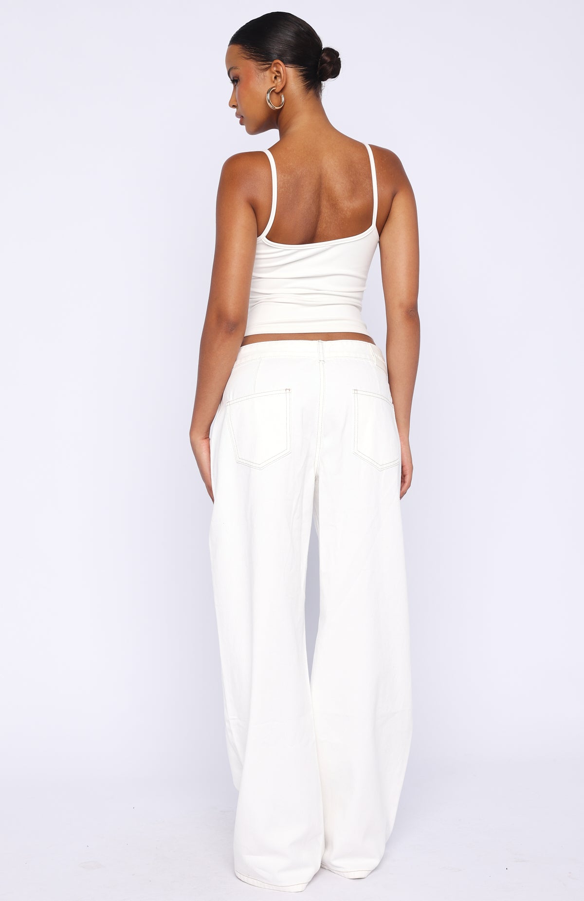 Day At A Time Low Rise Wide Leg Jeans Off White - Image 4