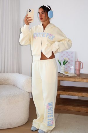 Daydreamers Madeline Wide Leg Sweatpants Lemon