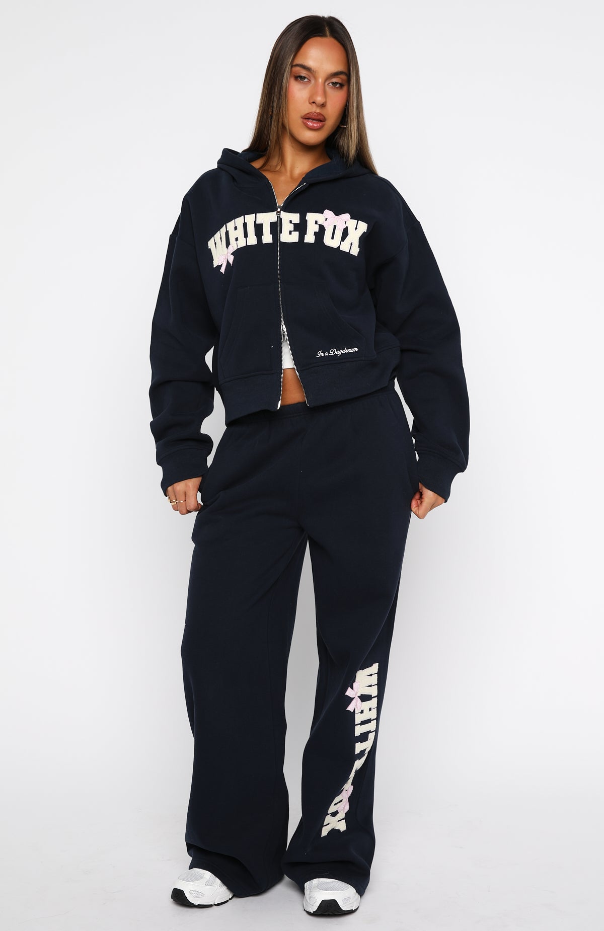 Daydreamers Madeline Boxy Zip Front Hoodie Navy - Image 6