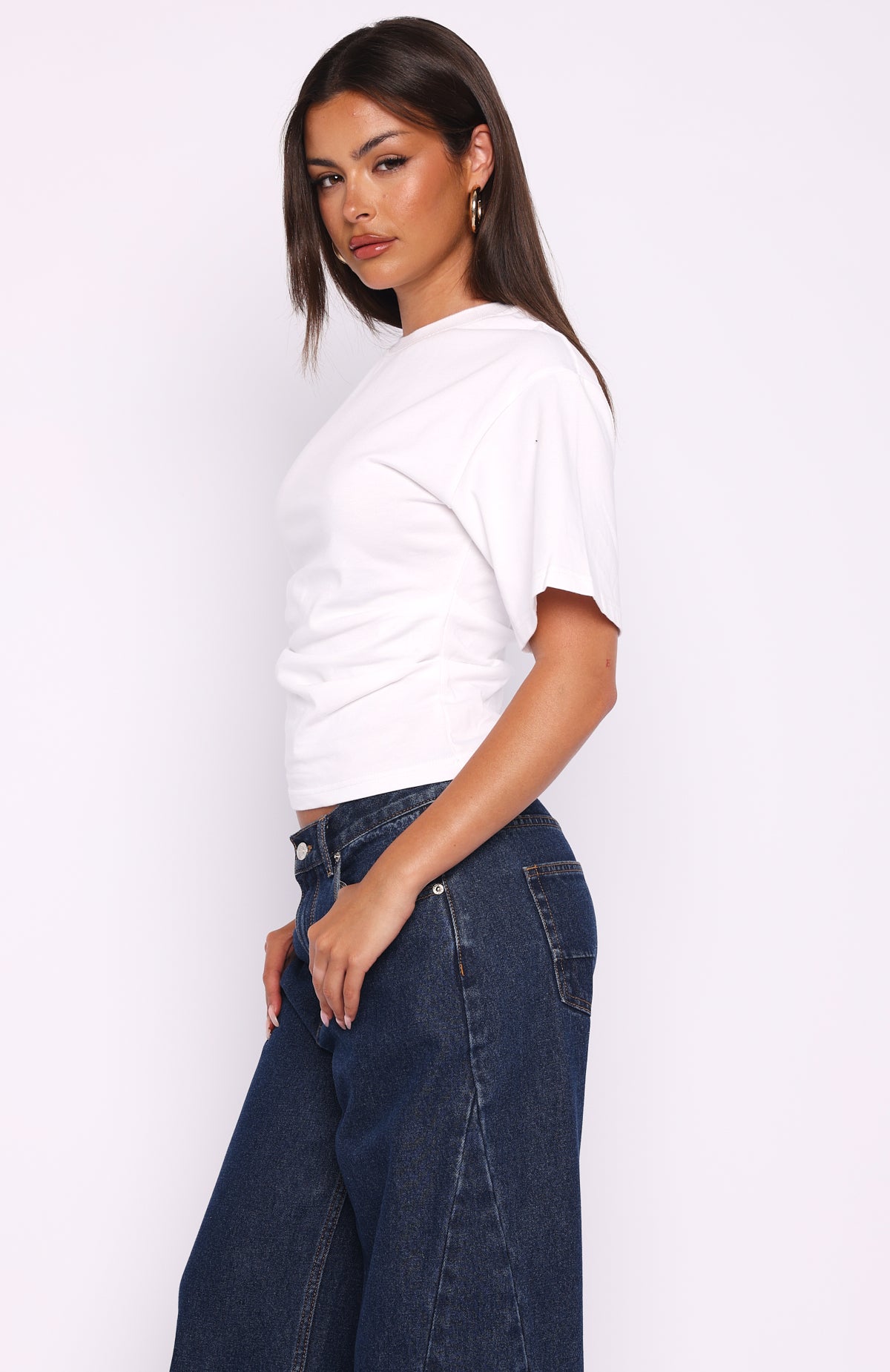 Destination Unknown Cinched Waist Boxy Tee White - Image 3