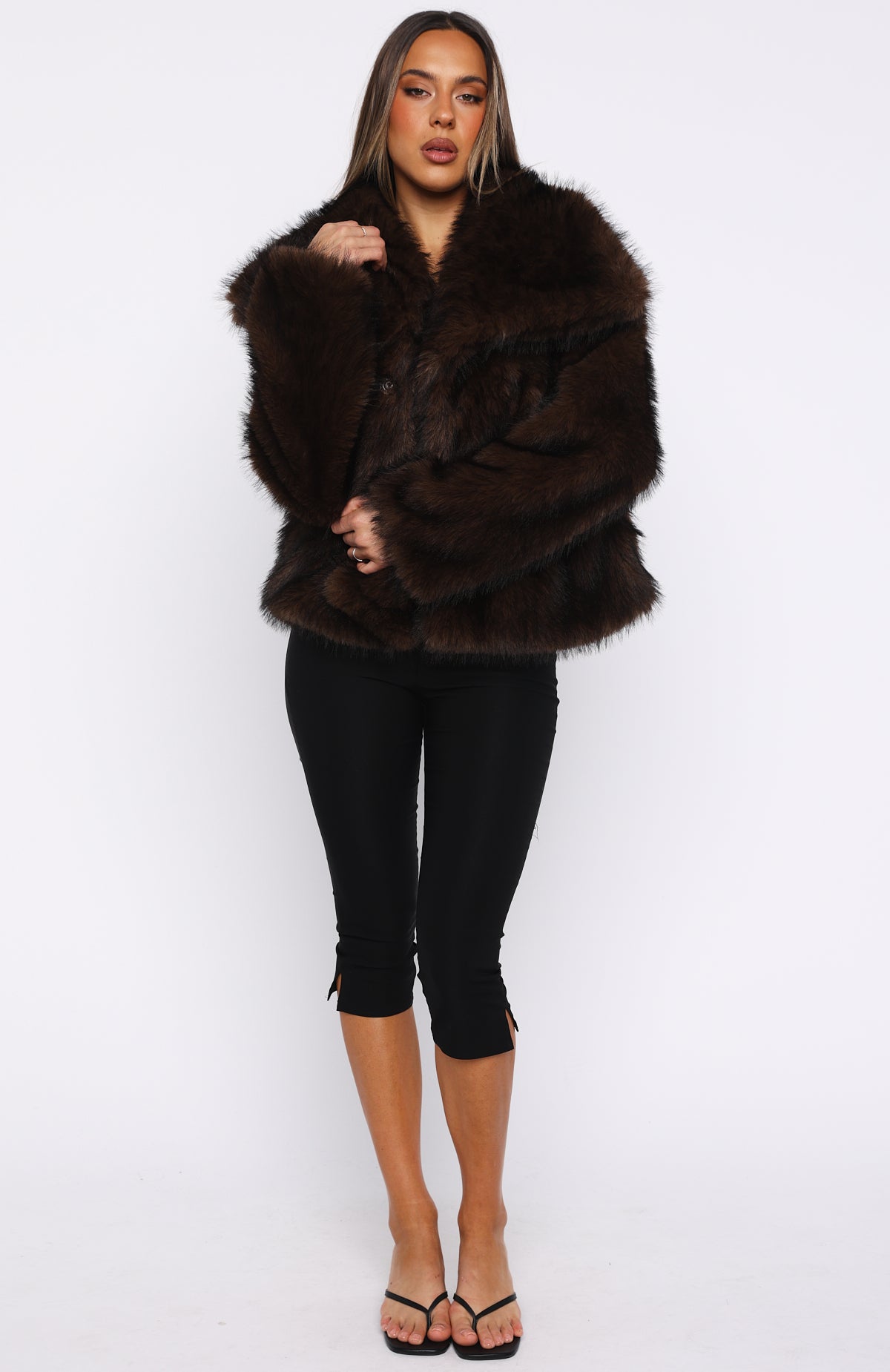 Dirty Martini Faux Fur Jacket Chocolate - Image 6