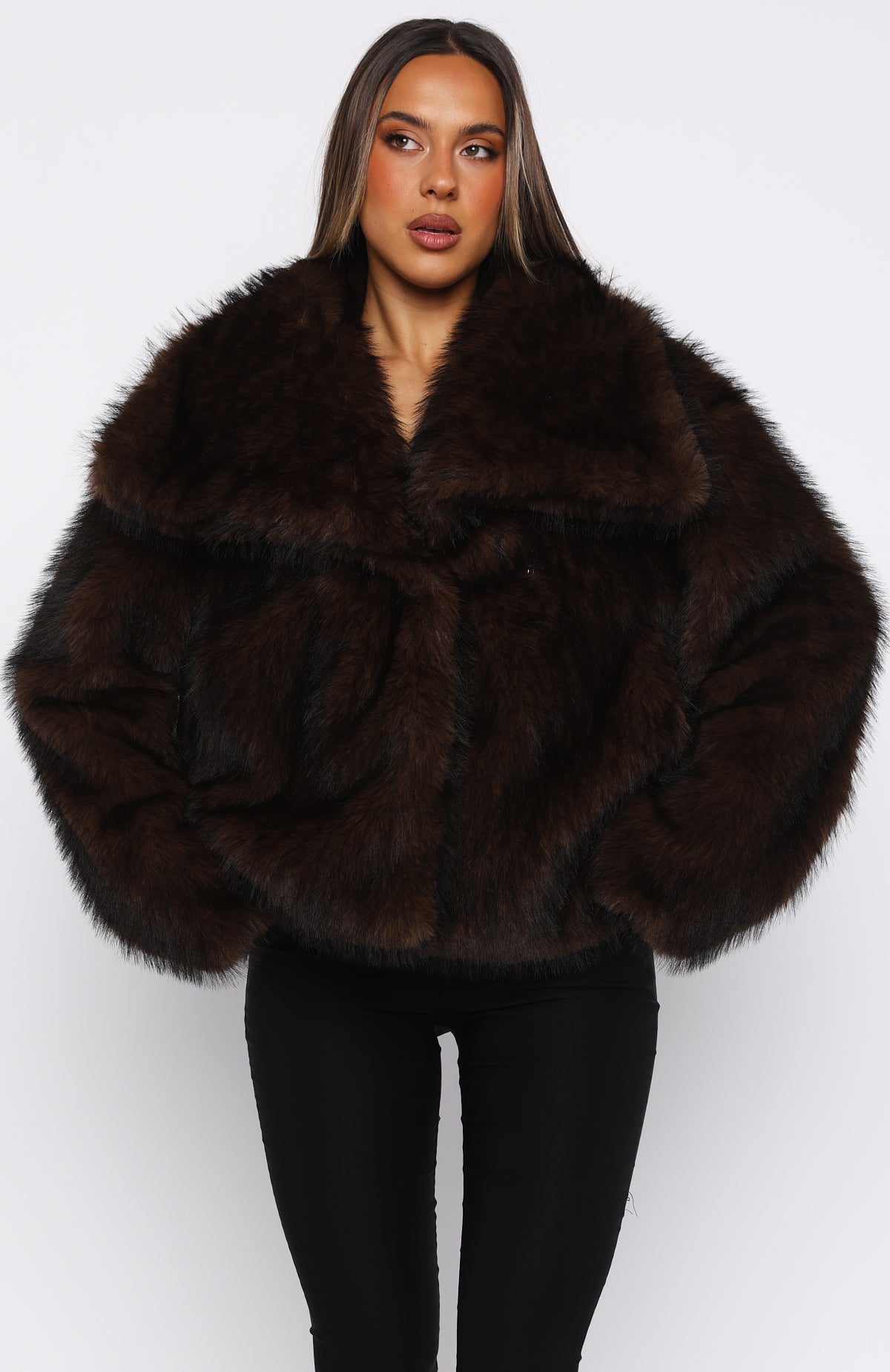 Dirty Martini Faux Fur Jacket Chocolate - Image 2