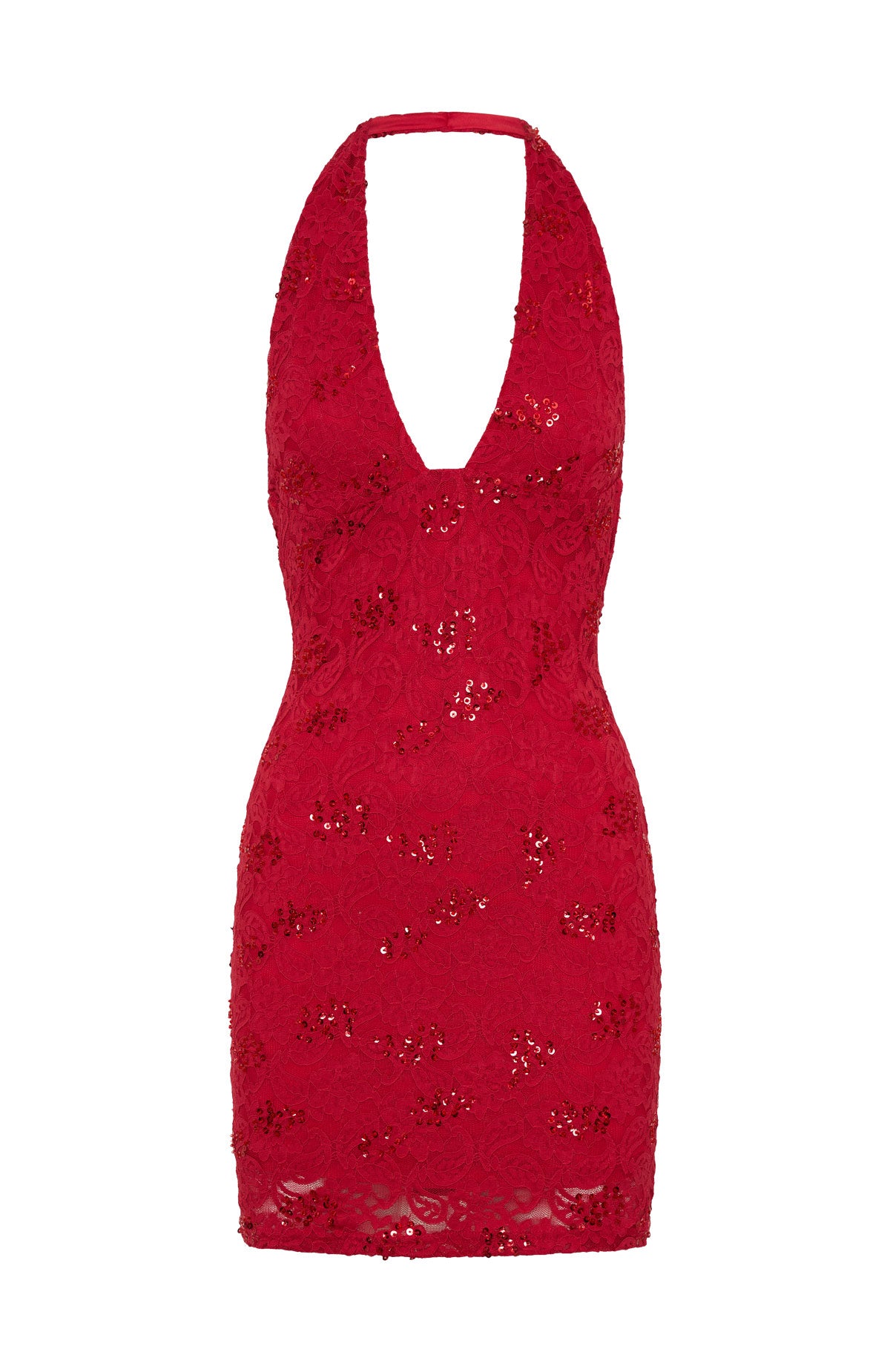 Disco Damage Lace Mini Dress Red - Image 8
