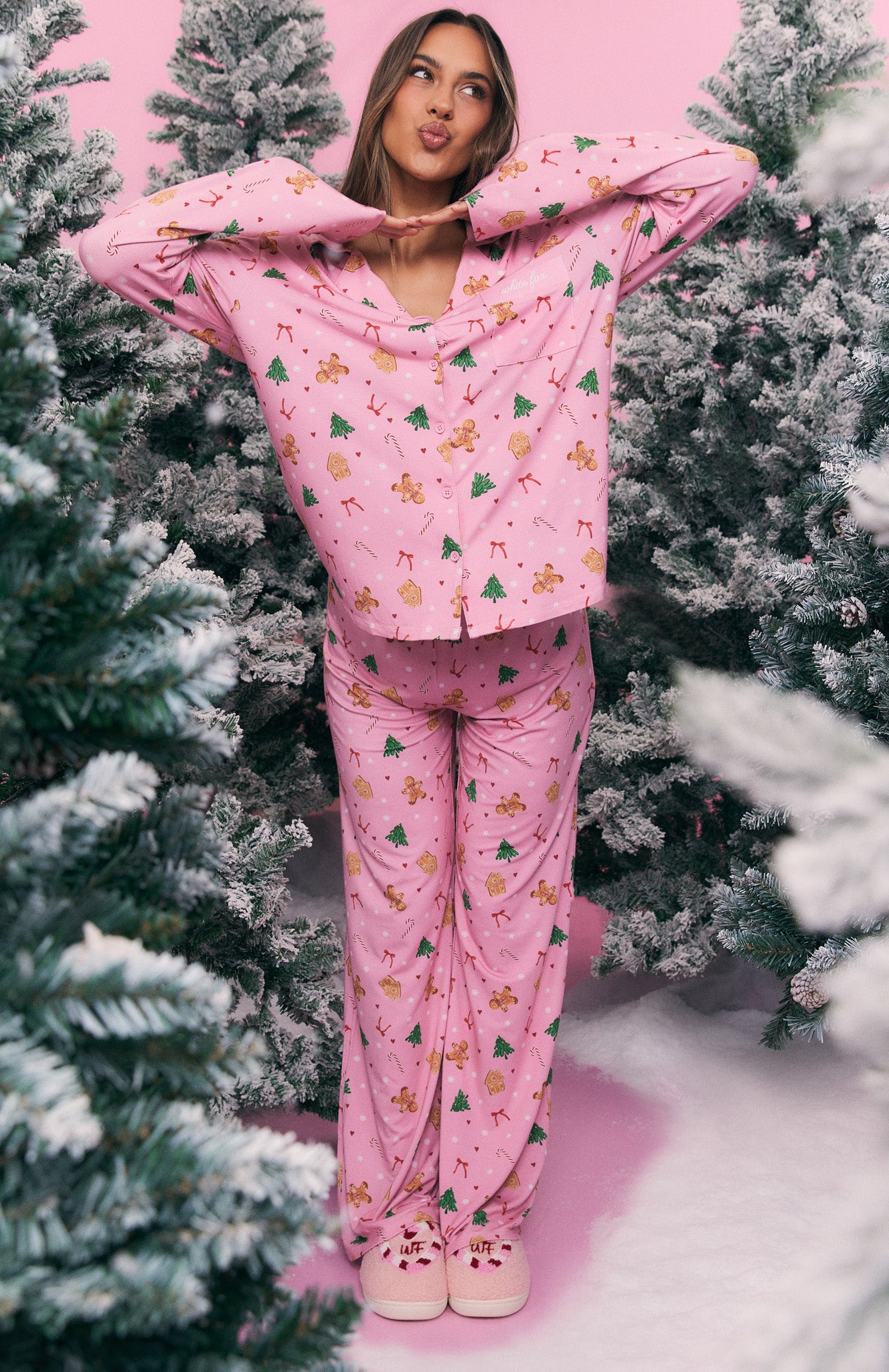 Pillow Talk Printed Long Sleeve Pyjama Set Candy Kiss - Image 8