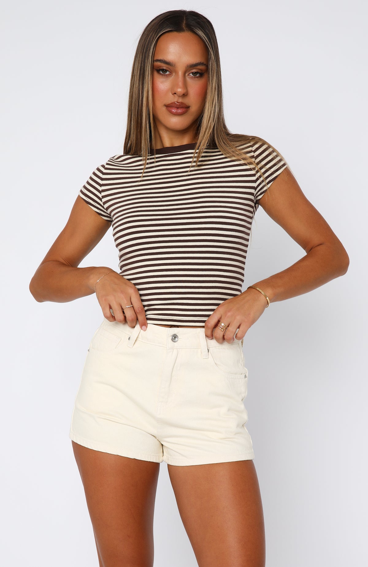 Emerson Denim Shorts Cream - Image 2