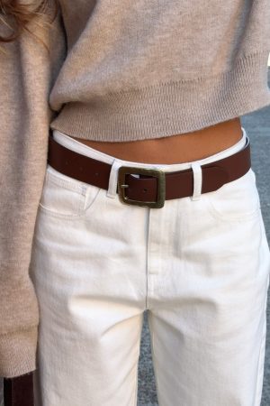 Esme Belt Chocolate Faux Suede/Gold