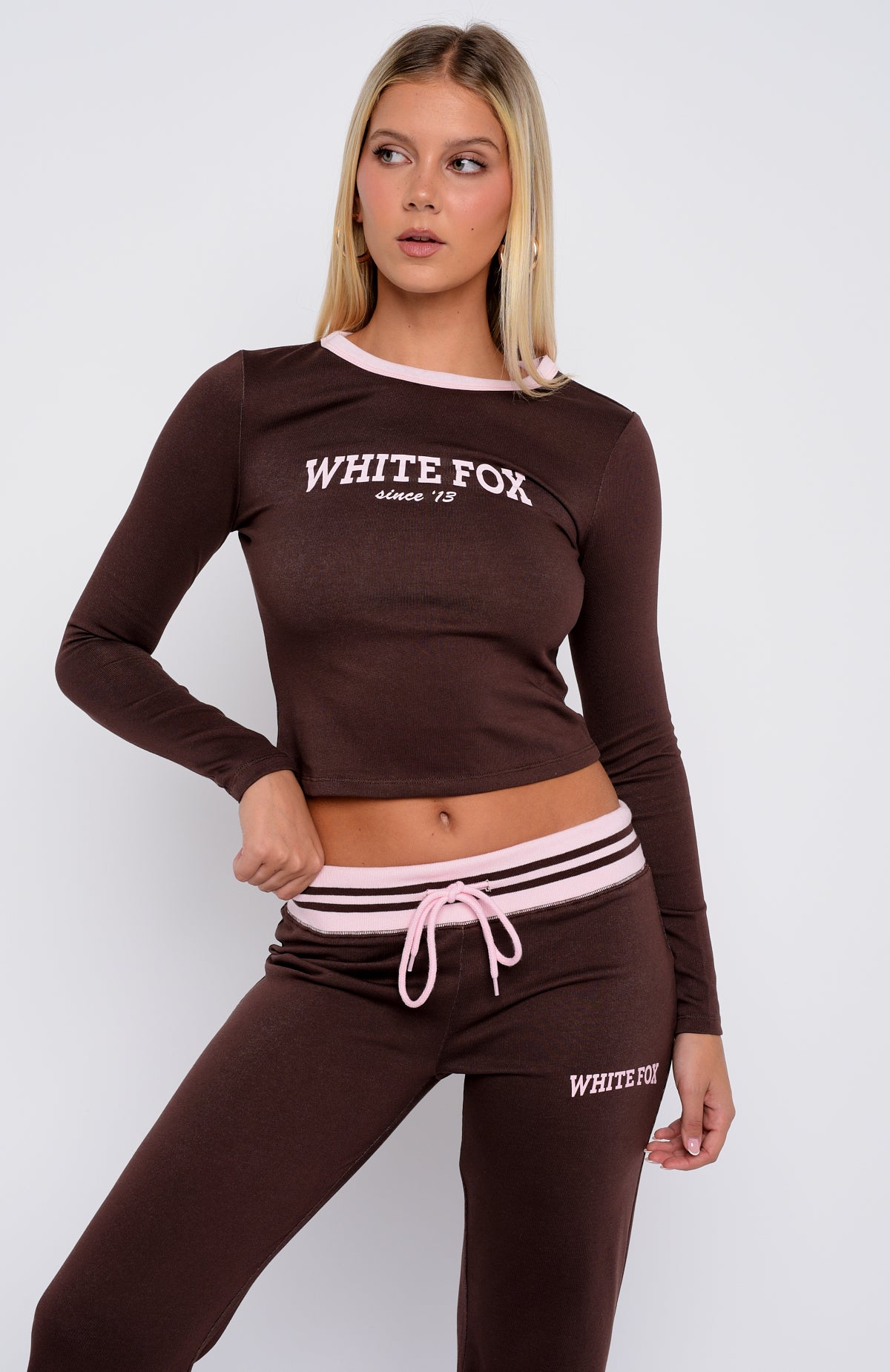 Everything We Do Long Sleeve Baby Tee Chocolate - Image 2