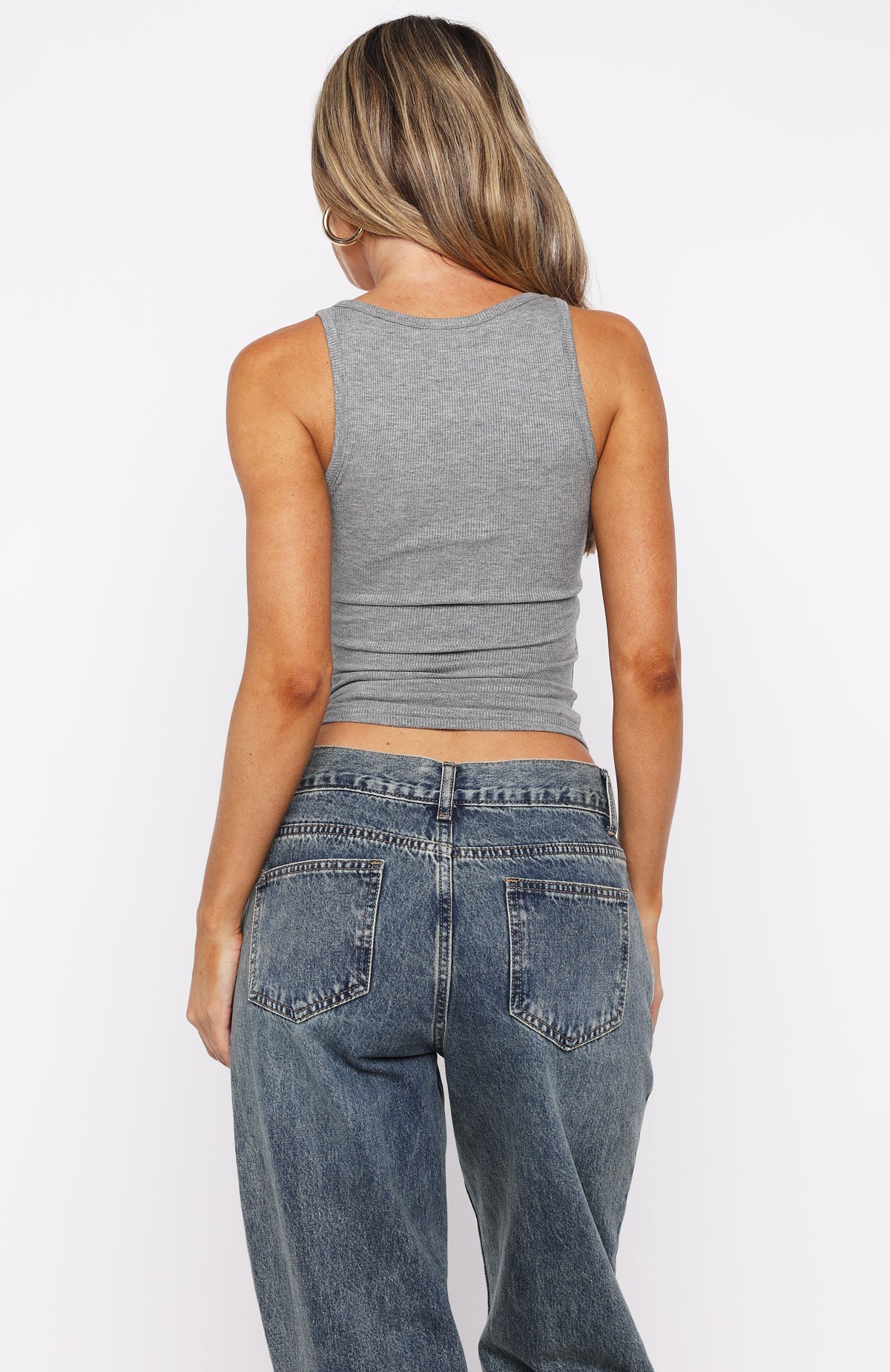 Filled With Life Ribbed Tank Grey Marle - Image 5