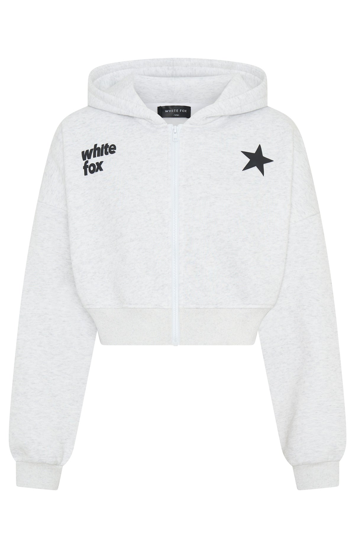 From The Archives Charli Cropped Zip Front Hoodie Grey Marle - Image 6