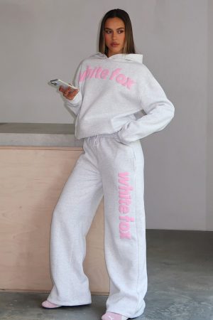 From The Archives Kenzie Wide Leg Sweatpants Grey Marle