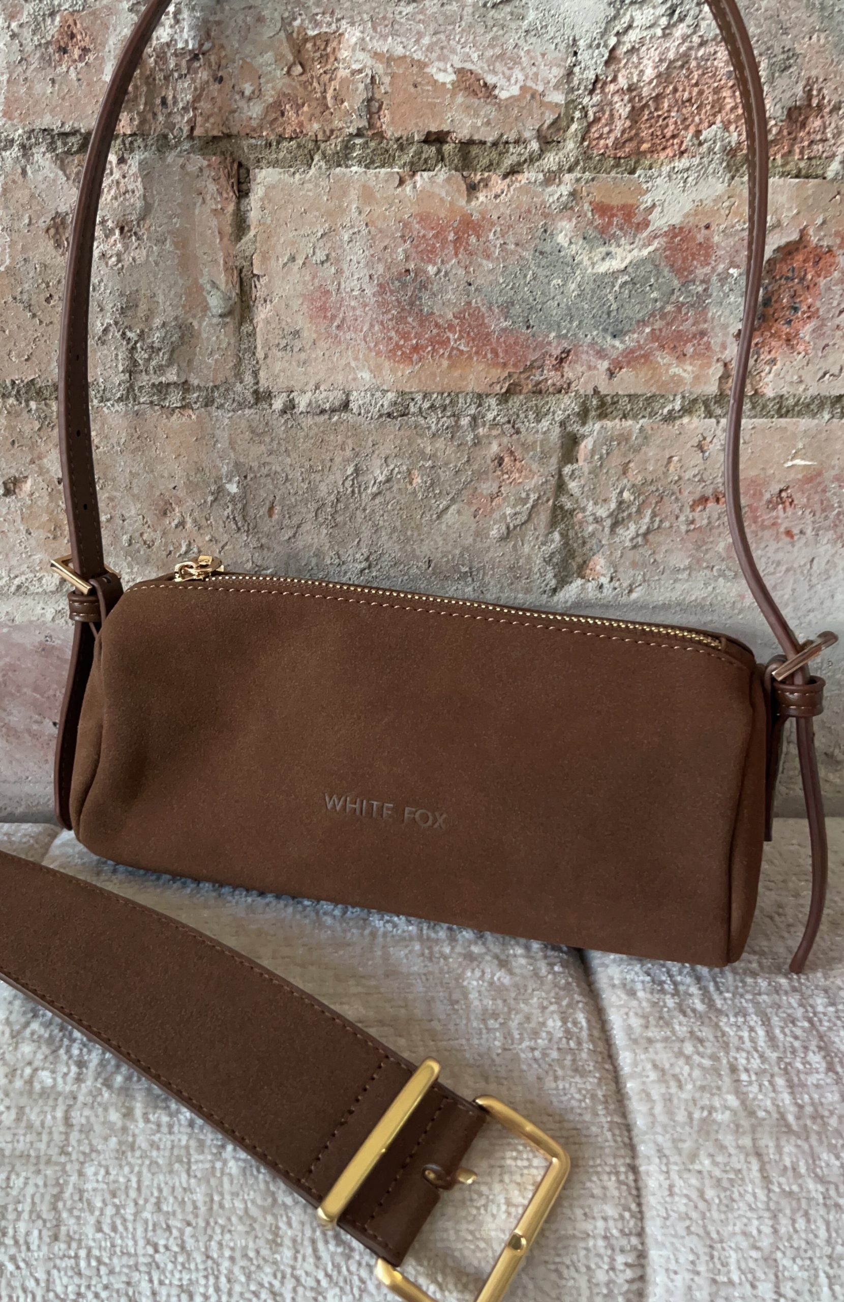 Gannon Shoulder Bag Chocolate Faux Suede - Image 4