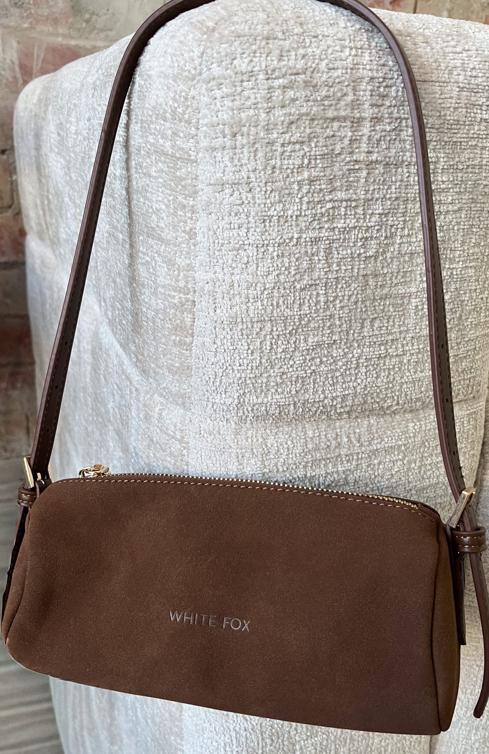 Gannon Shoulder Bag Chocolate Faux Suede - Image 2