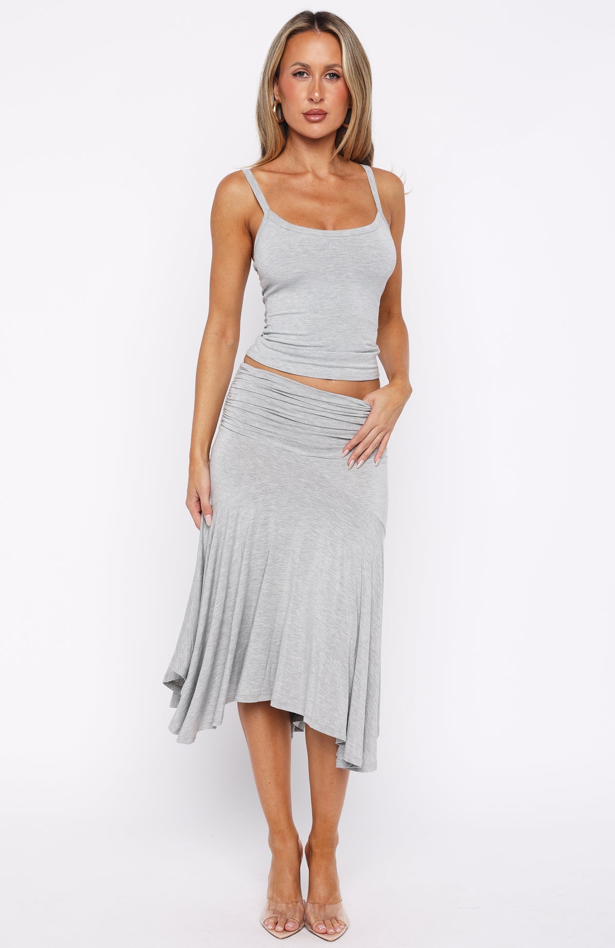 Dressing Up Midi Skirt Grey Marle - Image 2