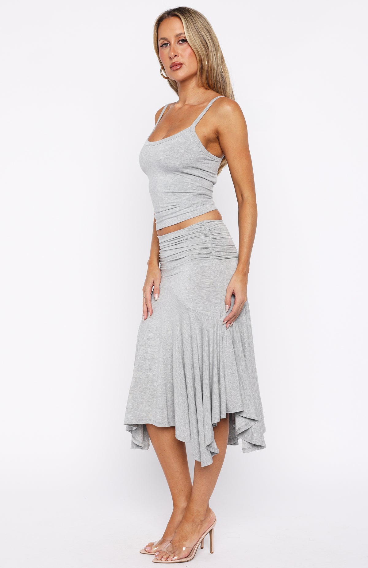 Dressing Up Midi Skirt Grey Marle - Image 3