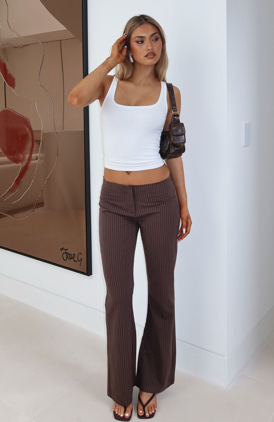 Getting You Close Pants Chocolate Pinstripe - Image 5