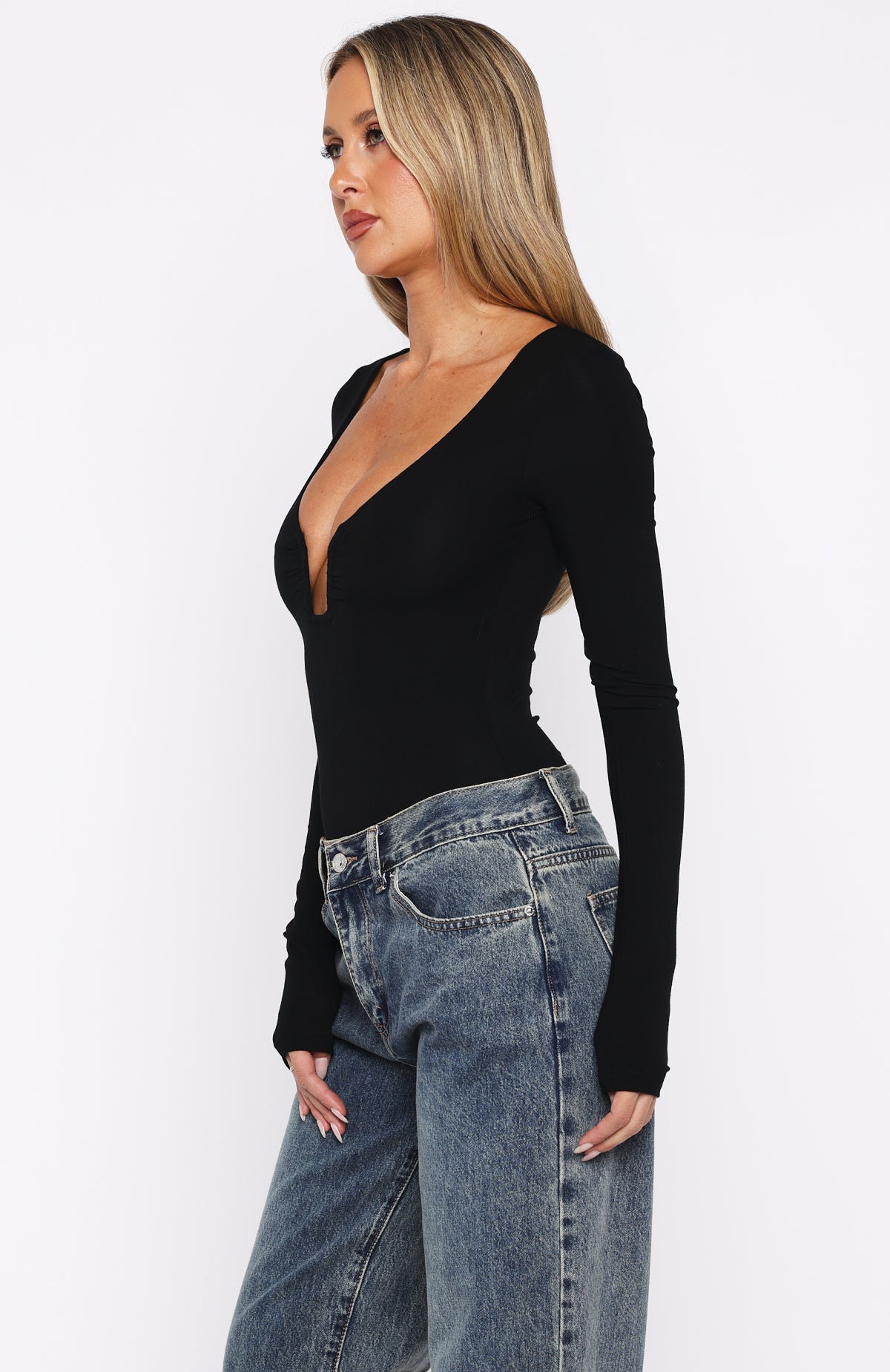 Girls Night Out Long Sleeve Bodysuit Black - Image 5