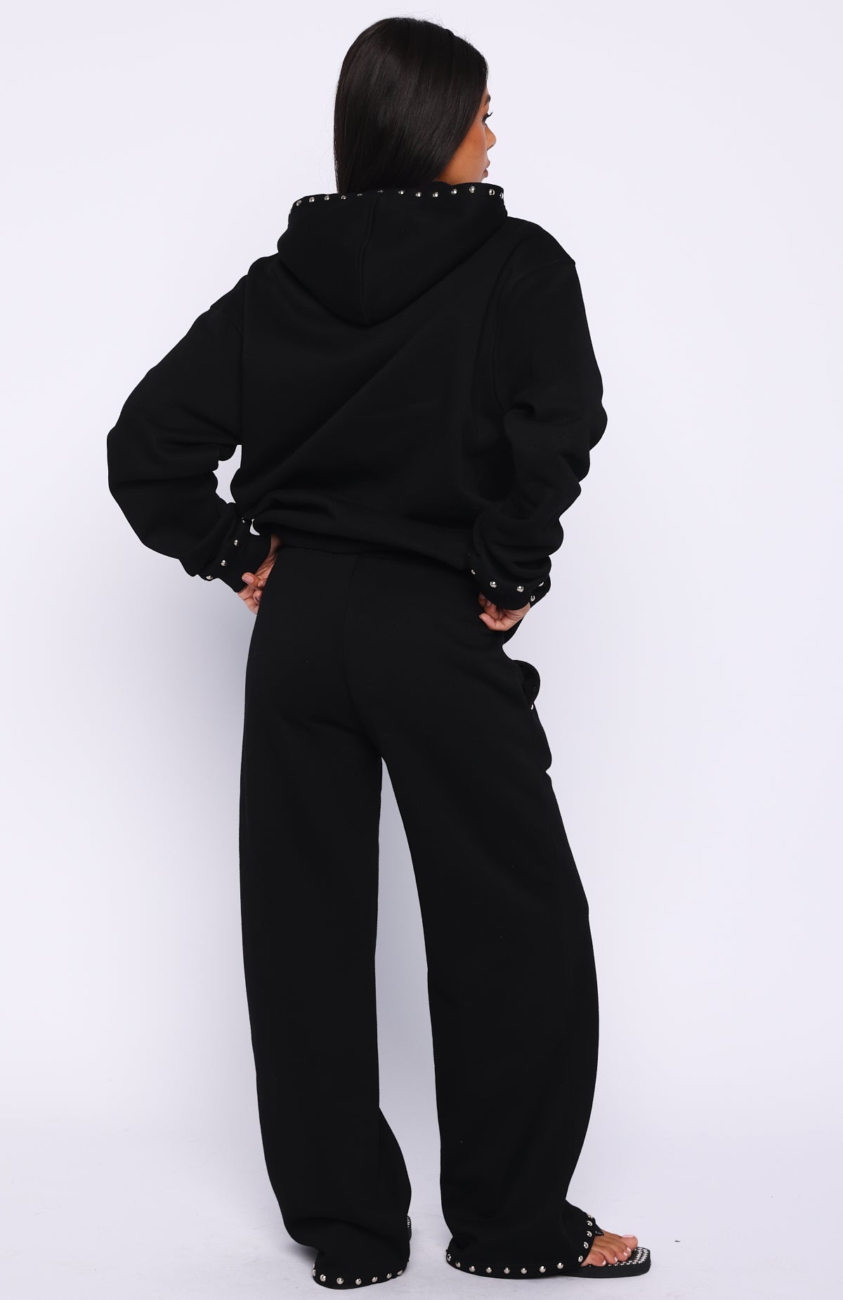Glow Your Own Way Studded Wide Leg Sweatpants Black - Image 4