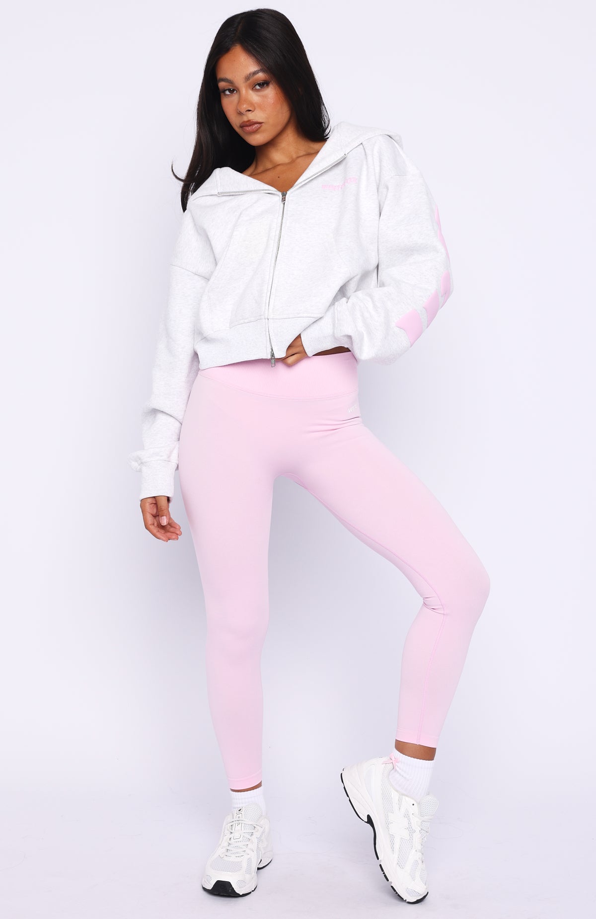 Gone Away Boxy Zip Front Hoodie Grey Marle - Image 6