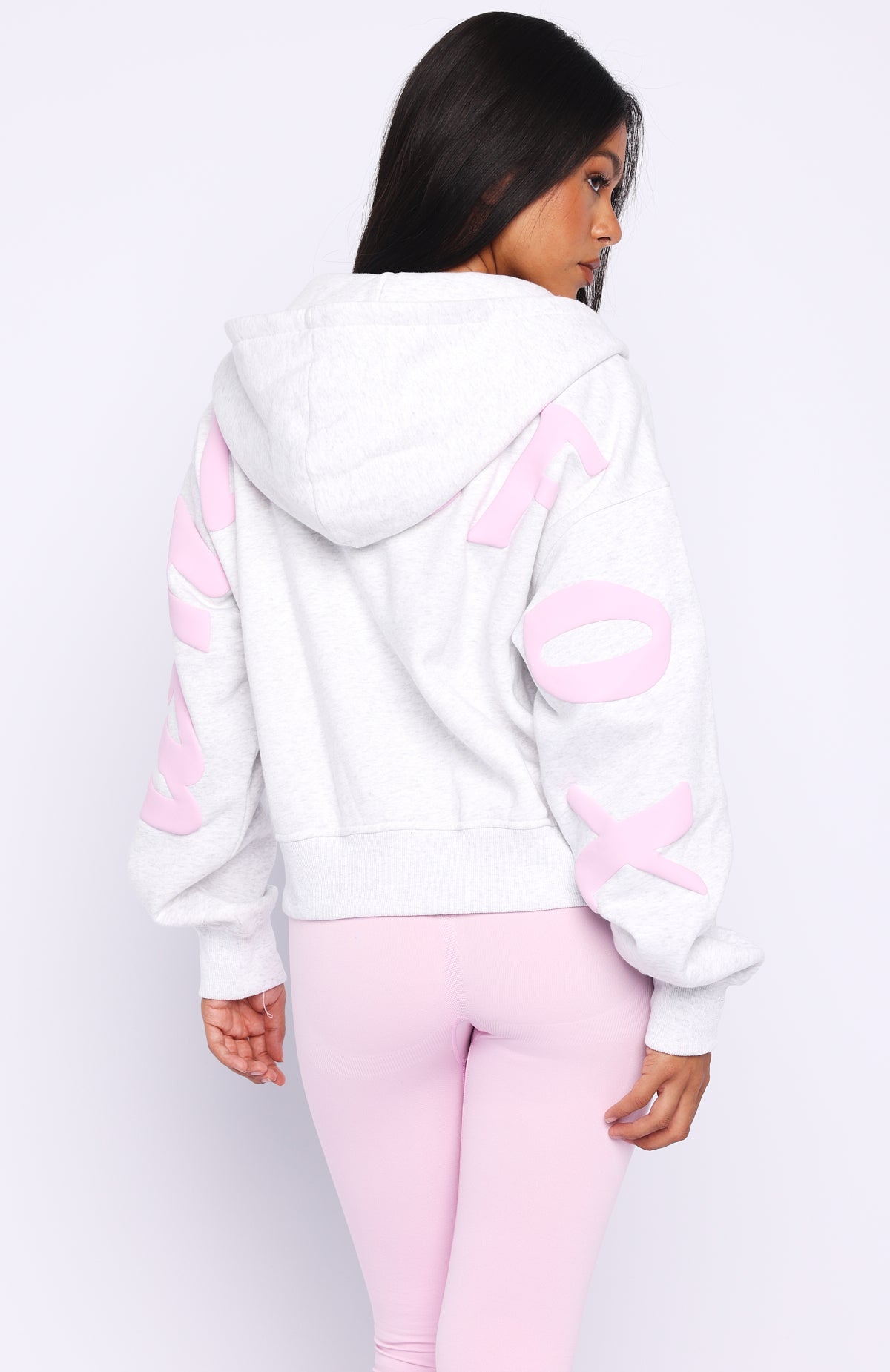 Gone Away Boxy Zip Front Hoodie Grey Marle - Image 5