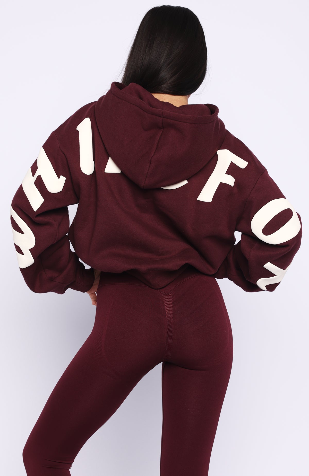 Gone Away Boxy Zip Front Hoodie Merlot - Image 5