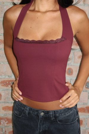 Good Feels Halter Top Burgundy