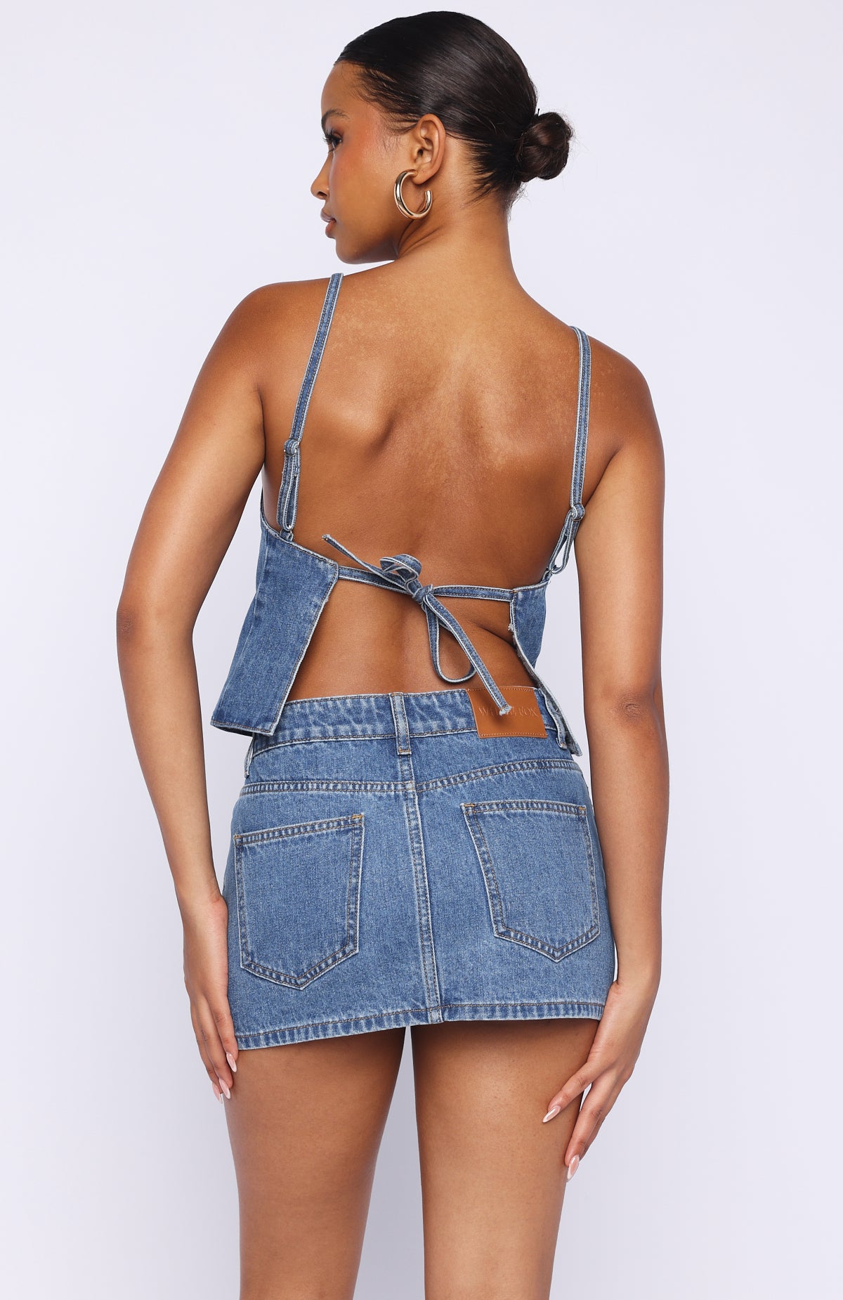 Happiness Is Key Mid Rise Denim Mini Skirt Admiral Blue - Image 4