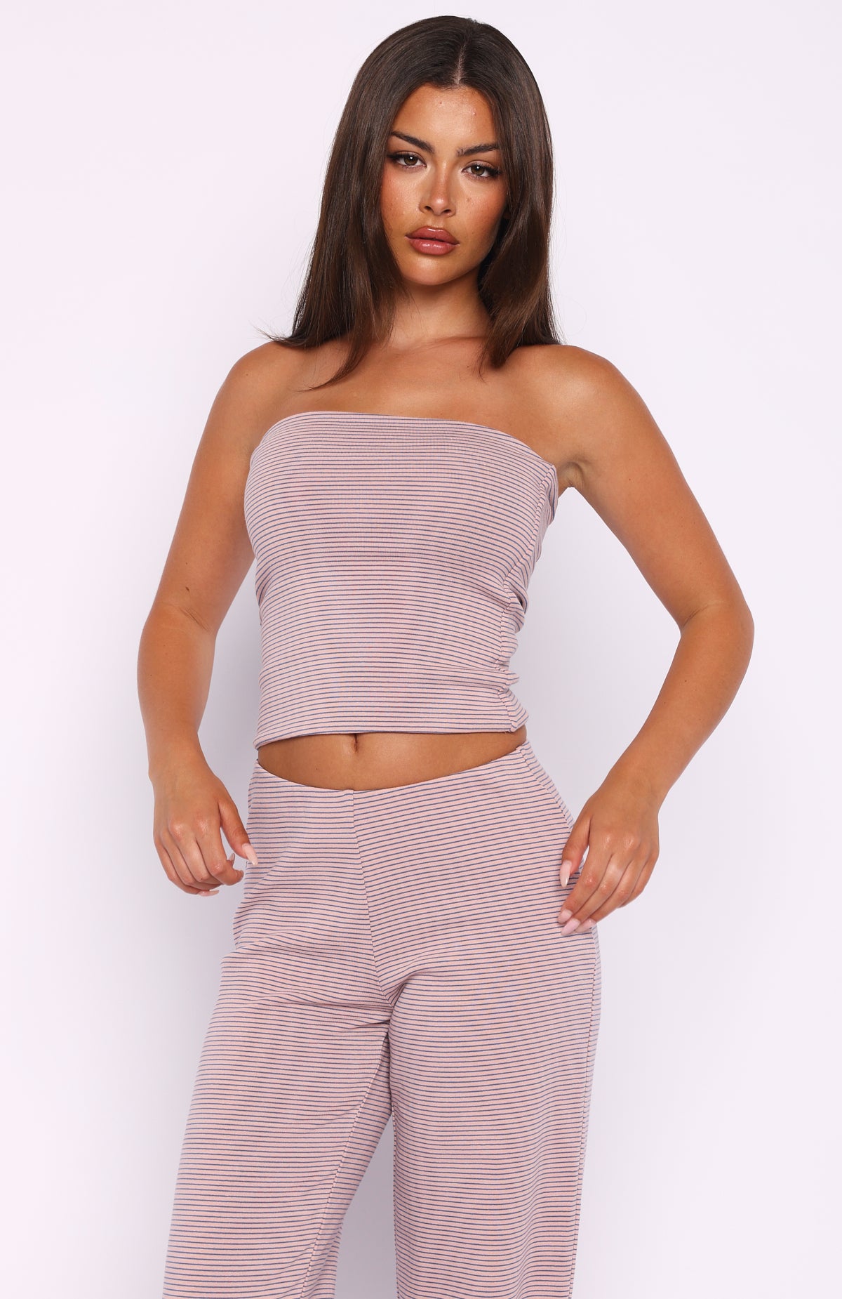 Happy It Happened Strapless Top Pink/Blue Stripe - Image 2