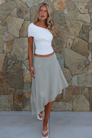 Hidden Grace Midi Skirt Sage