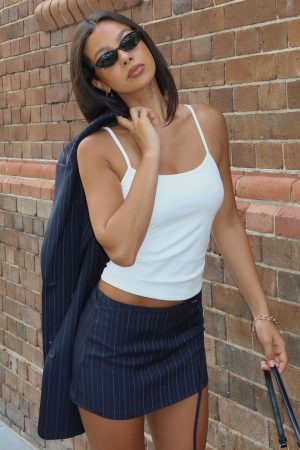 High Line Mini Skort Navy Pinstripe