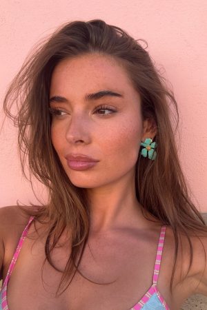 Hopper Earrings Aqua/Gold