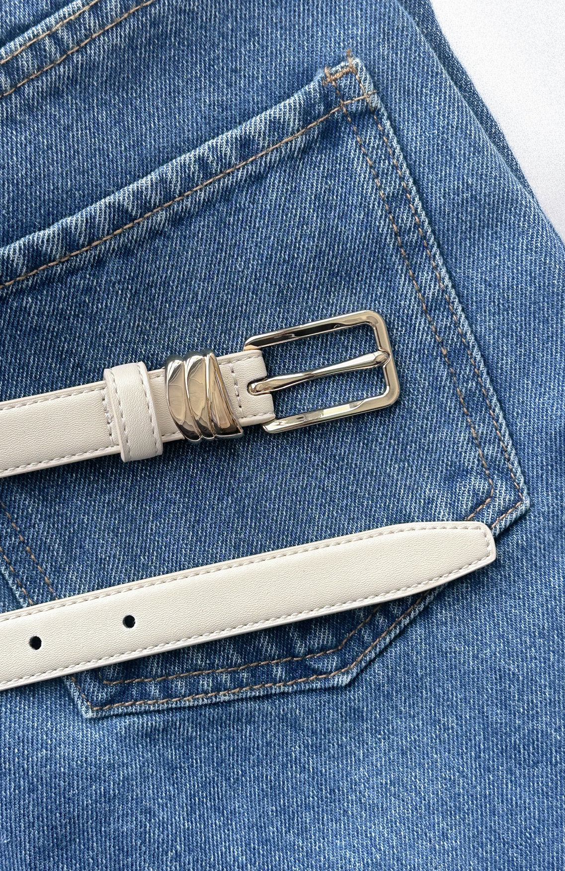 Hudson Belt Cream/Gold - Image 2