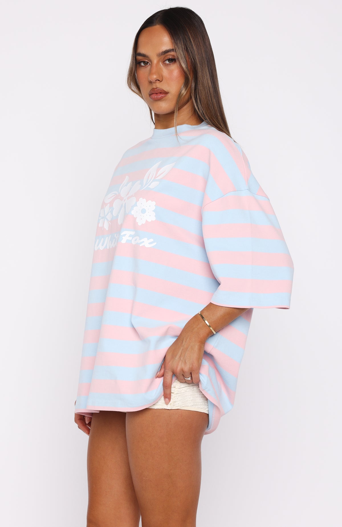 In The Valley Oversized Tee Blue/Pink Stripe - Image 3