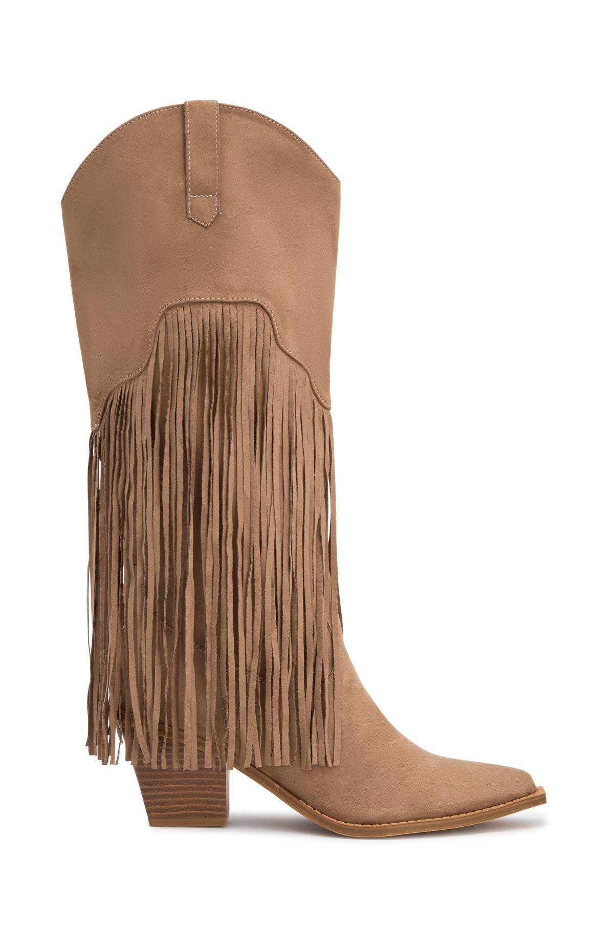 Iniko Cowboy Boot Taupe Faux Suede - Image 2