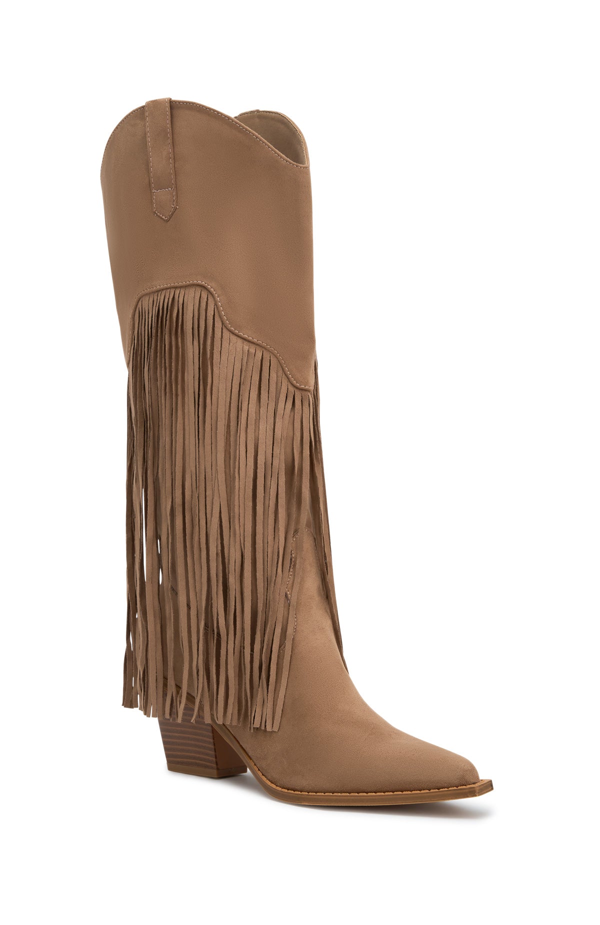 Iniko Cowboy Boot Taupe Faux Suede - Image 3