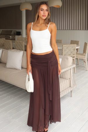 It's Showtime Maxi Skirt Chocolate