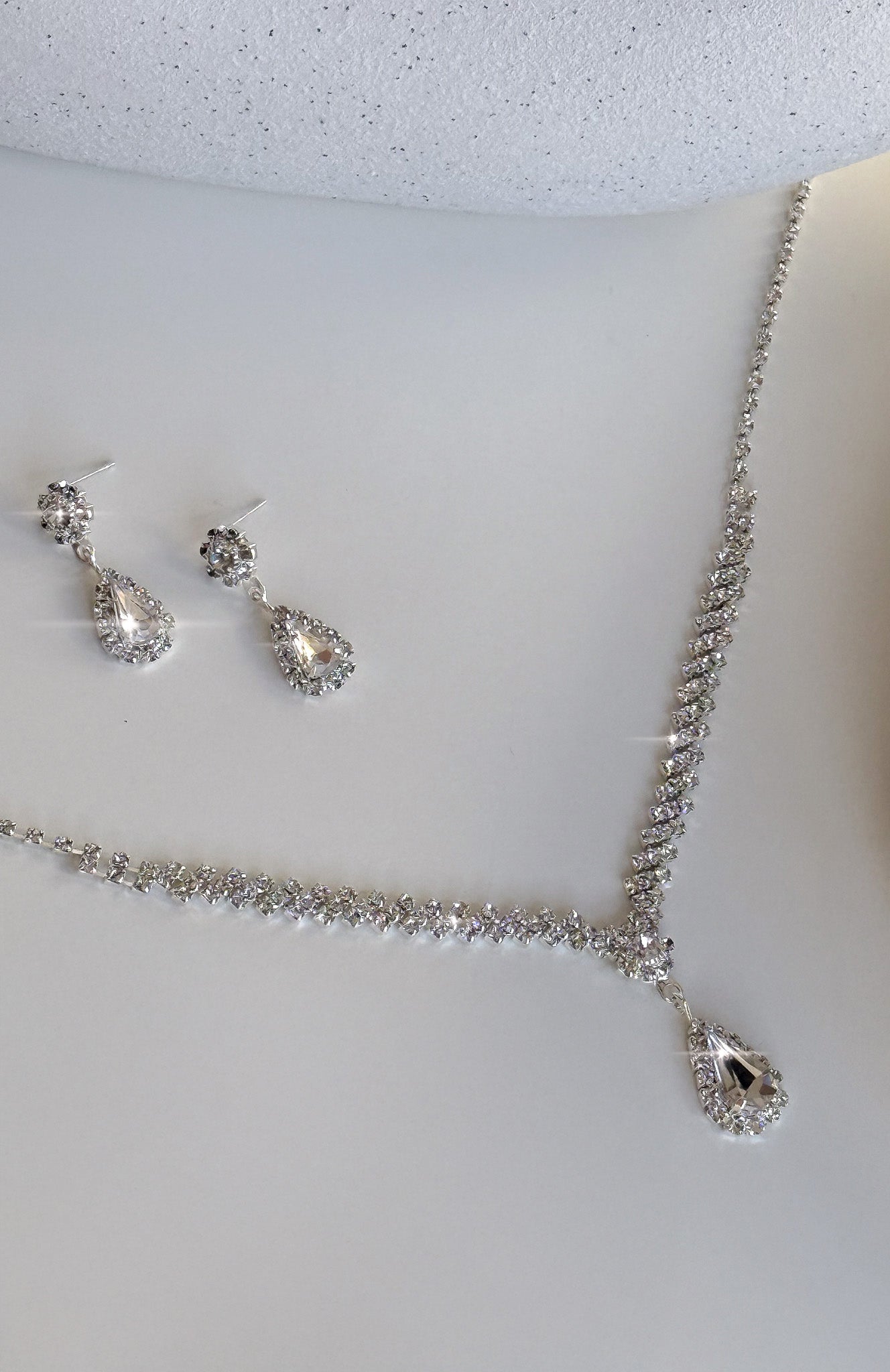 Jed Earrings & Necklace Set Silver