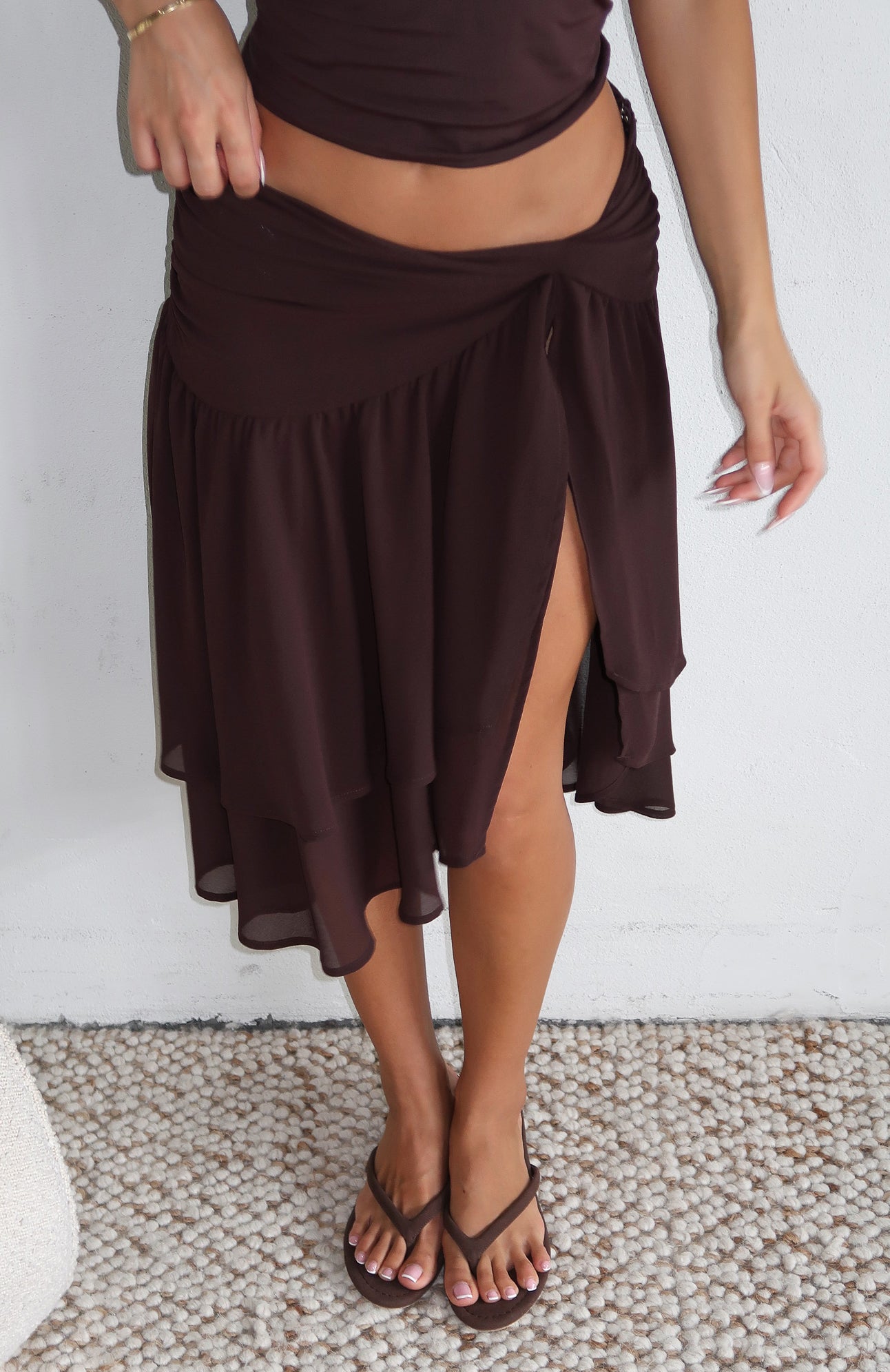 Just Keep Watching Midi Skirt Chocolate - Image 5