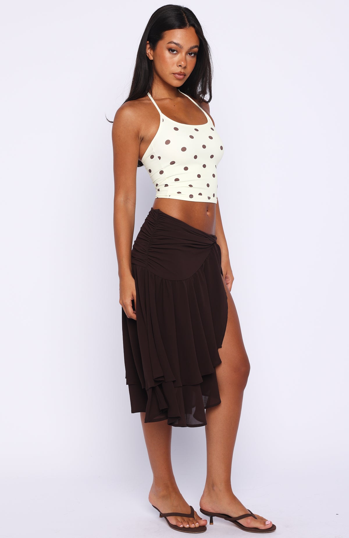 Just Keep Watching Midi Skirt Chocolate - Image 2